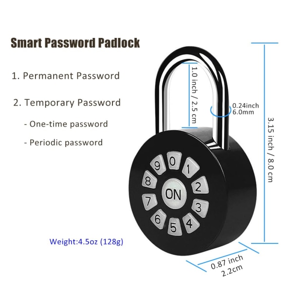 Smart Lås med Tangentbord - Lösenord/Telefonapp-kontroll (iOS/Android) - Lås upp via Bluetooth & PIN-koder - Lås Din Grind