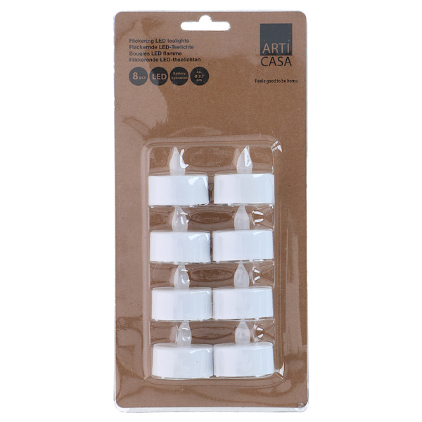 LED Tealights with Flickering Flame, 8-pack