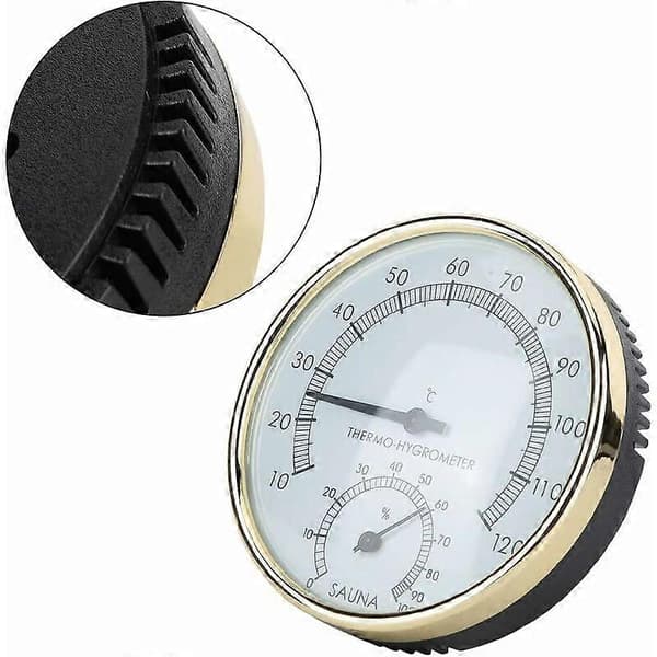 Digital Sauna Thermometer Hygrometer Humidity Temperature Meter, Sauna Hygrometer Gold Clock Sauna Accessories 100X31mm