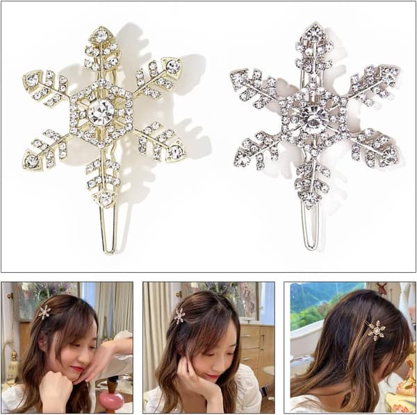 4 st Hårclips Silver Crystal Hårfästen Håraccessoarer Snöflinga Hårstift för Kvinnor och Flickor