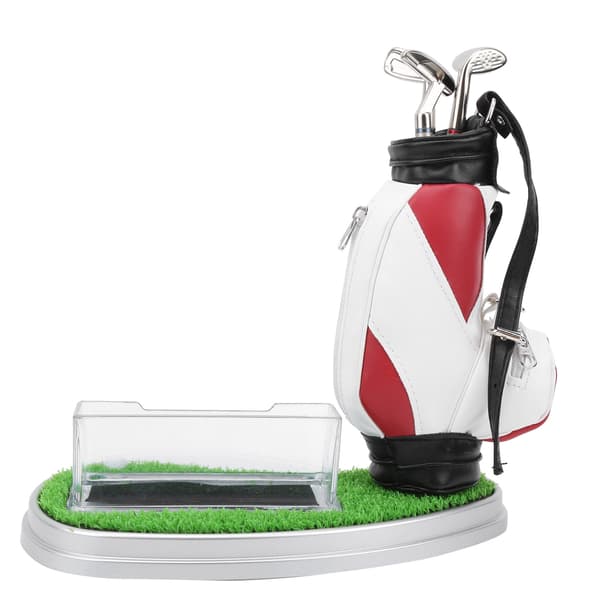 Golfbag penneholder med urkortholder, skrivebordsdekorationssæt, golfgave til golfentusiaster 0.1 0.1