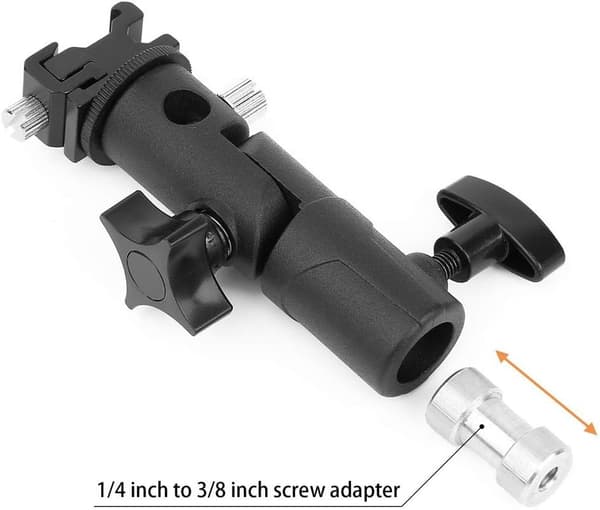 Blitzskinne, blitzholder 3-delt paraplyholder med blitzsko og 1/4\" & 3/8\" tap til lampestativ, blitzenheder