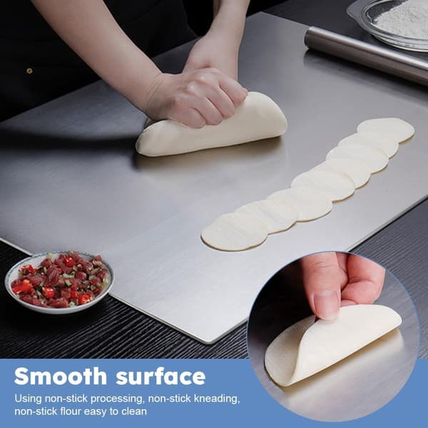 Stainless Steel Cutting Board for Kitchen with Edge, Metal Board for Sink, Non-Slip Board for Meat, Fruit, Vegetables, Bread and Baking (Silver)
