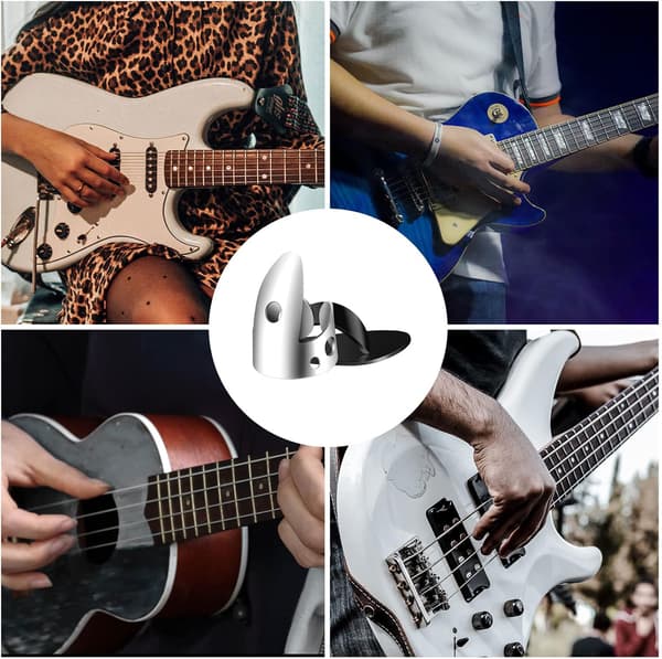 12 justerbara fingerplektrum, gitarrplektrum inklusive 8 st