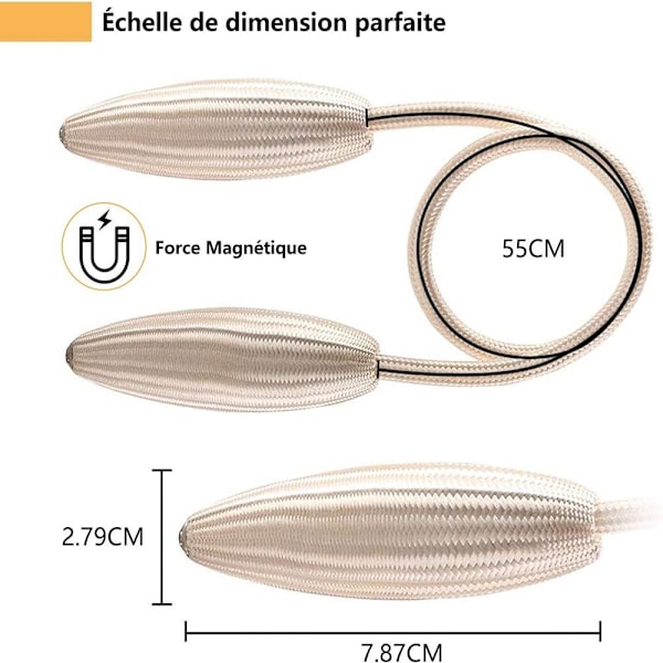 2 kpl (Beige) Verhotarrat, Magneettiset Verhotarrat Magneettiset Punotut Verhotarrat Solki Koti- ja Toimistokoristeluun