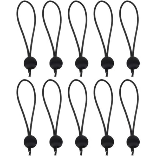 10-pack - Tarp Fastener / Bungee Cord with Ball Black