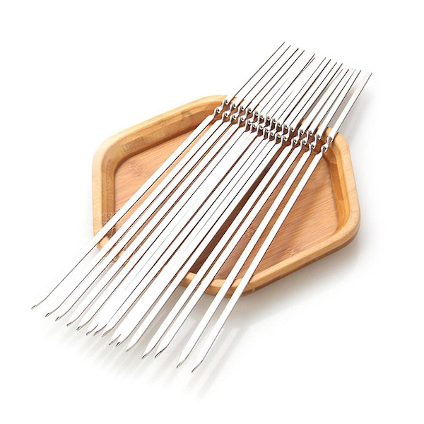 20 stk 304 Rustfritt Stål Grillspyd Grillgaffel Grillspyd Kebabspyd (sølv)SilverM Silver M