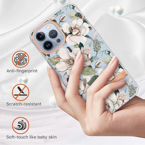 Til iPhone 13 Pro Blomster og Planter Serie IMD TPU Mobilcover