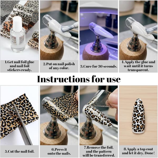 10 ruller neglefolieoverføringsmerker leopard slange