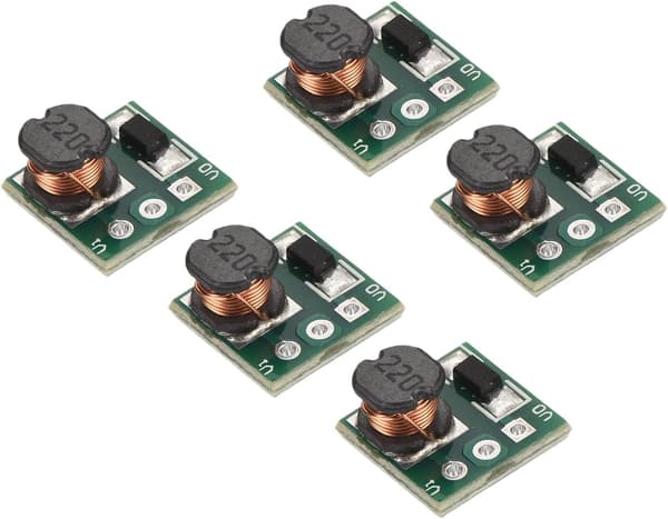 DC-DC Boost Converter Spenningsregulator Step Up Modul Mini 0.9-5V til 5V 0.48A for Strømjustering Transformatorer 5 Stk - 5 Stk