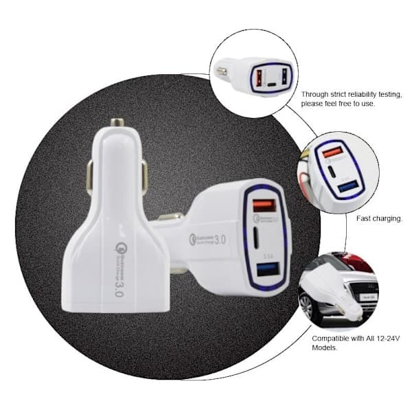 PD billader Qc3.0 Dobbel USB Multi-porter 3.0 Lading 5V3A18W Mobiltelefon Hvit
