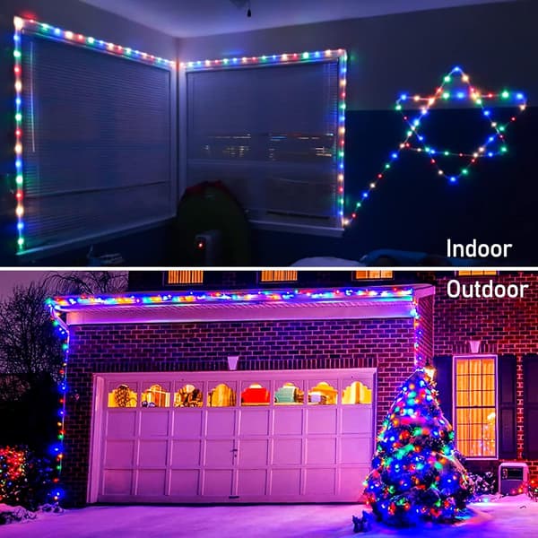 2 Pieces Christmas Lights, Battery Operated Outdoor Lights, Waterproof, Total 200 LEDs, 8 Settings, Battery Powered String Lights with Remote Control