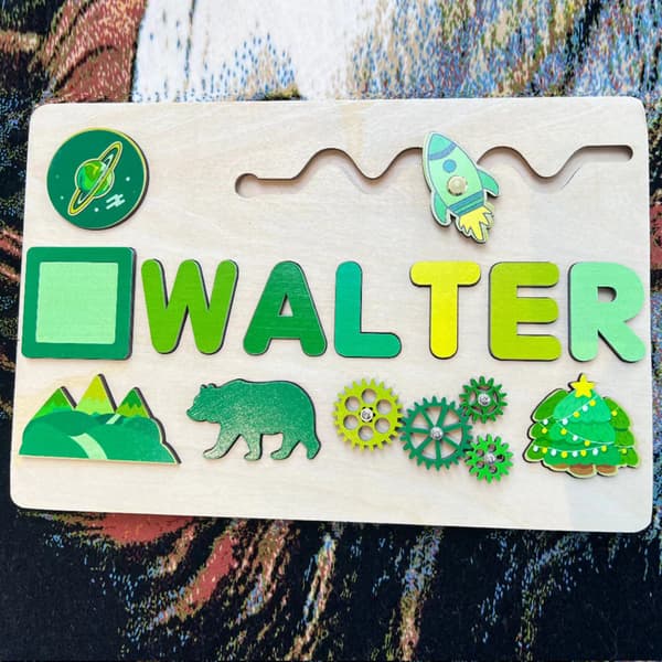 Children's Weekly Gift Name Puzzle Blue Whale Fish Puzzle
