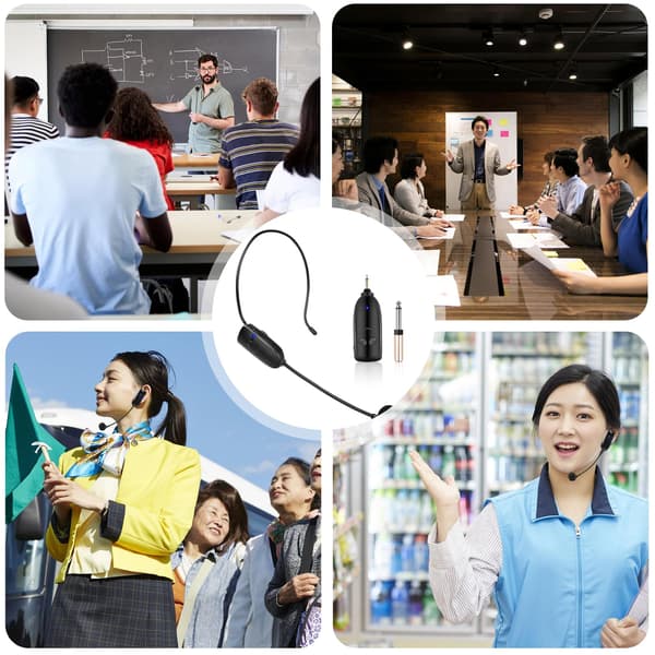 Wireless Microphone Headset 2.4G Wireless Microphone Headset and Handheld 2 in 1, 50m Wireless Transmission Wireless Microphones and Receiver