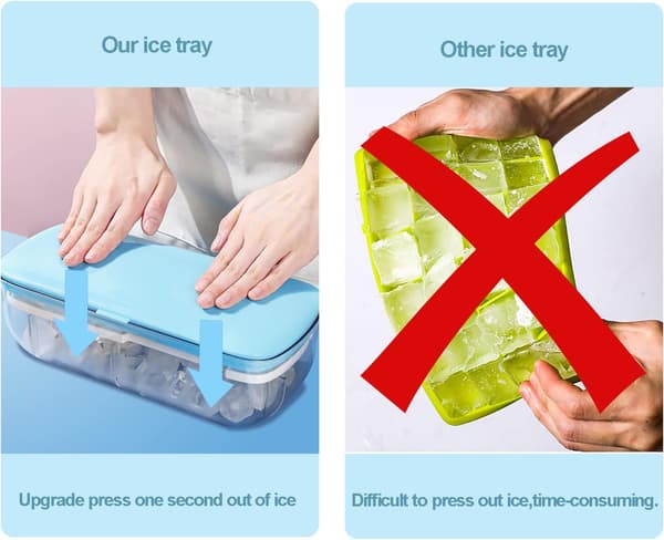 Ice Cube Tray with Lid, Food-Grade Silicone Molds, Releases All Ice Cubes in One Second, Reusable Ice Cube Tray with 48 Compartments