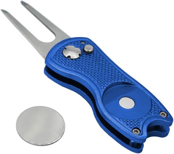 Golf Divot Repair Tool with Pop-up Button & Magnetic Ball Marker, Lightweight, Portable, Mini Divot Repair Tool