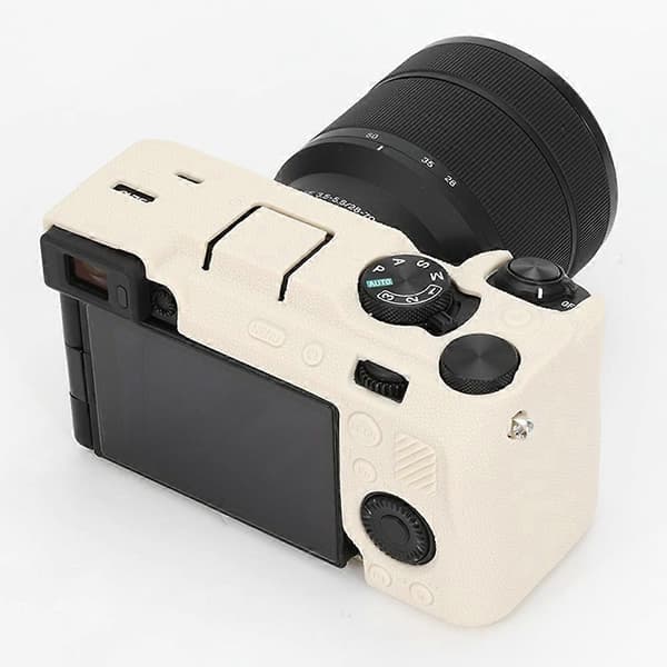 i0s Textured Case for Sony A7C II A7CR, Scratch-Resistant Silicone Protective O6p Camera Cover - Beige