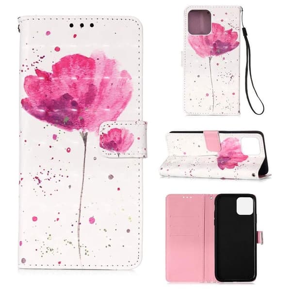 Pungcover iPhone 13 Mini – Lyserød Blomst