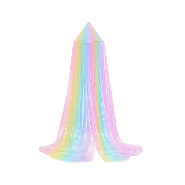 Rainbow Polyester Mosquito Net Bed Canopy - Foldable Dome Pop-Up with Easy Opening, No Installation, and Blackout Effect in Rainbow Design