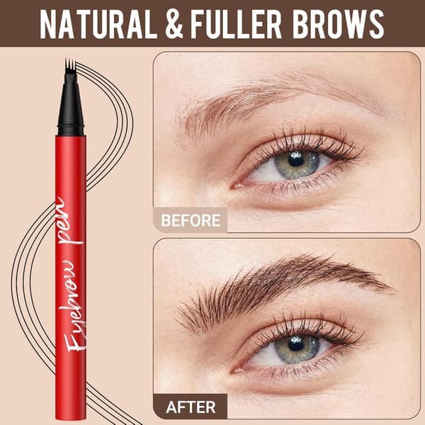 Eyebrow Pen - 2-pack 4-tip Precision Brush for Naturally Fuller Brows - Long-lasting