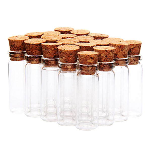 24 stk Korkglassflasker Transparent Ønskeglass Mini Drivflaske Te Emballasjeflasker Glassflaske Blomst Te Flaske For Hjemmefest (55ml) Khaki 3X6CM Khaki 3X6CM
