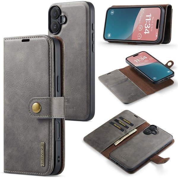 DG MING iPhone 17 2-in-1 magneettinen lompakkokotelo - Harmaa (F2) harmaa harmaa gray grå