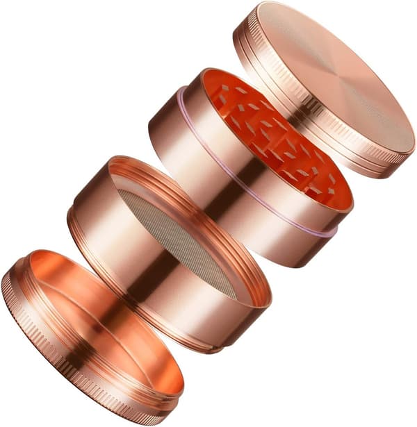 Kvarn Crusher 4-delt Zinklegering Kværnsæt med Pollenskraber til Krydderier, Urter, Krydderier, Mini 5 x 3,5 cm, Pink
