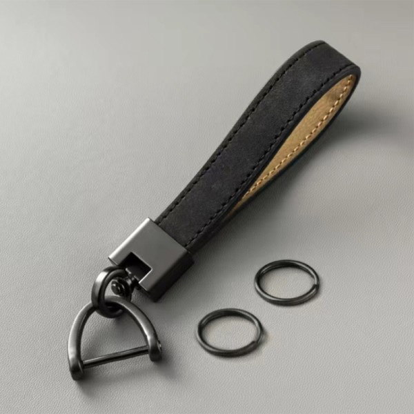 Mikrofiber Læder Bil Nøglering, Universal Nøgleholder Læder Nøglering Holder med 2 Nøgleringe og 1 Skruetrækker til Mænd og