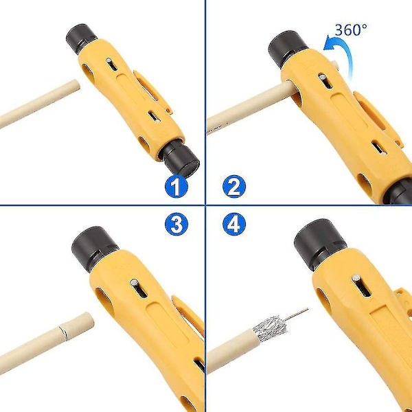 Koaxialkabel Crimper Verktygssats med 20 st F RG6, Dubbeländad Koaxial Stripper F