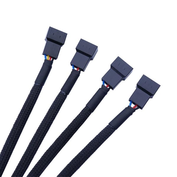 27 cm 4-vejs Pwm Ventilatorsplitter Sort Sleeved 4-bens Pwm Stik Ext