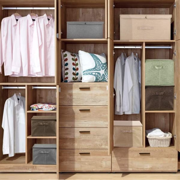 2-pack Large Storage Boxes with Lids and Handles, Foldable Linen Storage Baskets (Coffee)