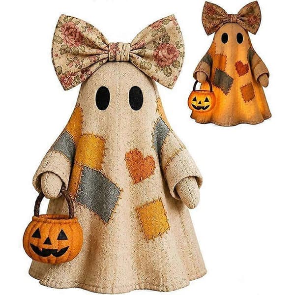 Vintage lappeteppe lysende spøkelsesdekor med lys til Halloween Fabric Styles