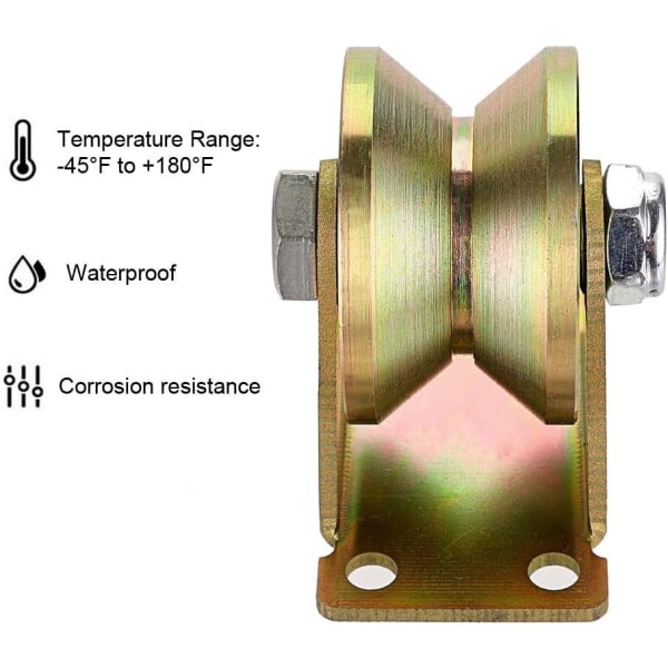 Pakke med 2 stk. 2\" V-sporhjul, kraftige stive hjul for omvendt spor, rullende port, industrielle maskinvogner, vaierbane