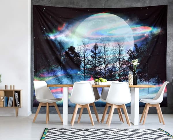 1 st Månen, 150CM*130CM Mandala Tapestry, Galaxy Tapestry, Måne
