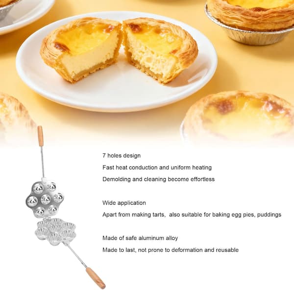 Eggterte og minikakeform – Gjenbrukbar 7-hulls bakeform i aluminium og karbonstål for eggterter, ostekaker og desserter