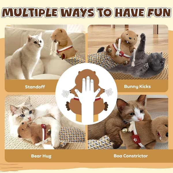 Cat Wrestling Glove Doll with Padding Teasing Bell Interactive Toy to Relieve Boredom [Ho]