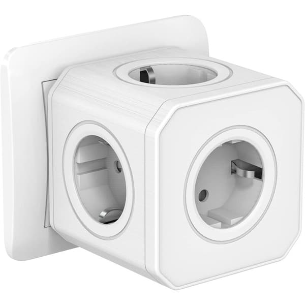 5-in-1 Cube Wall Socket with Overload and Surge Protection, 4000W/16A Cube Plug with Safety Door, Portable Power Plug