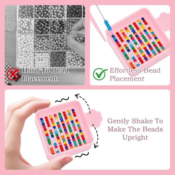 Bead Craft Tool - 3-Piece Tweezers, Tray, and Scoop for 2.6mm Beads - DIY Essential