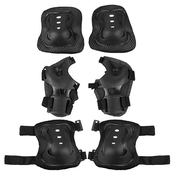 6st Outdoor Sports Protector Skyddsutrustning Knäskydd Armbågsskydd för cykling skateboardåkning (bl Black 11x8.5cm