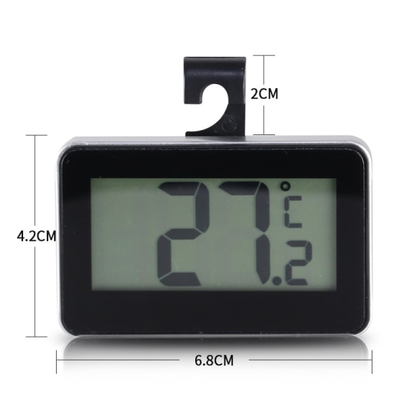 Vattentät elektronisk hushållstermometer med hög precision Kylskåpstermometer Fryslarmkroktermometer (svart)