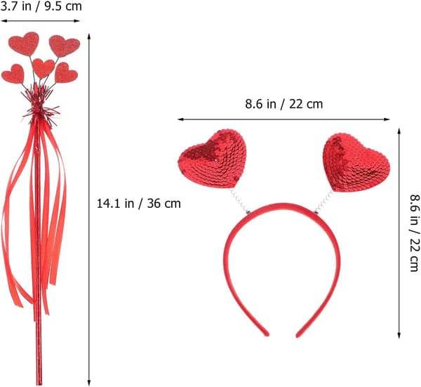 Valentinsdag hjertehårbånd pailletfe-stav til fest i hårtilbehør til kvinder og piger