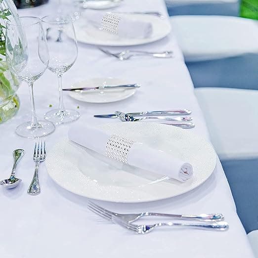 (50 stk. sølv) Servietringe Bordservietholder Diamant Ring Windi