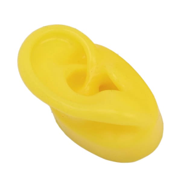 2pcs Silicone Ear Model Soft Durable Bubble-Free Yellow Waterproof Ear Display Mold for Hospital