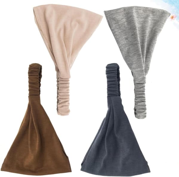 4 stk. elastisk pannebånd i stoff for kvinner, yoga, løping