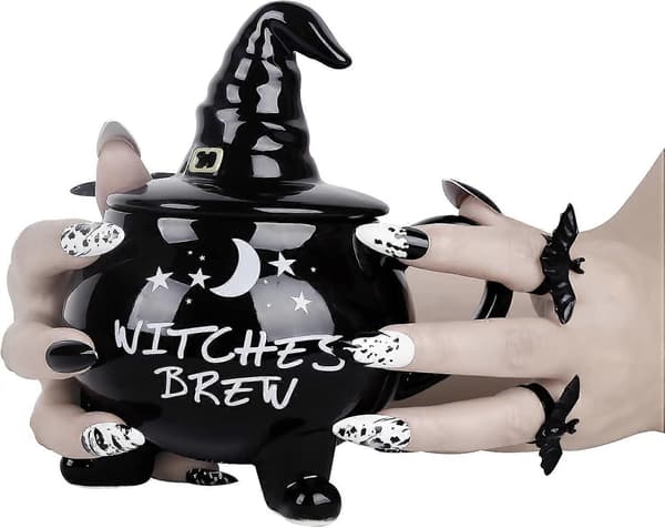 Brew Coffee Mug, Halloween Coffee Mug, Halloween Witch Mug, Novelty Ceramic Mug with Lid