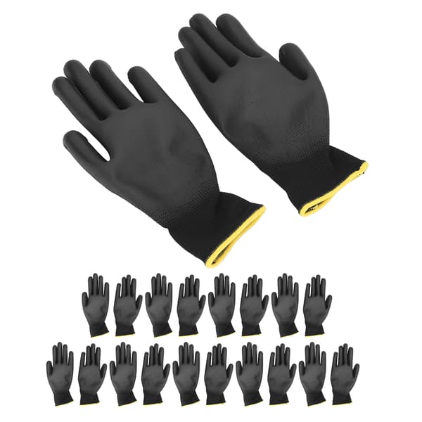 Antistatic PU Coated Work Gloves 10 Pairs Safety Accessory Kit Size 9L