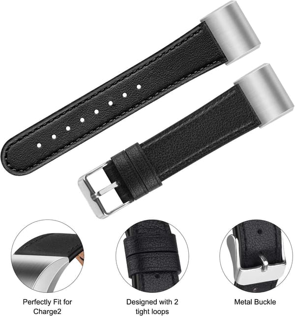Rem for Fitbit Charge 2 i lær, sport, dame og herre, justerbar