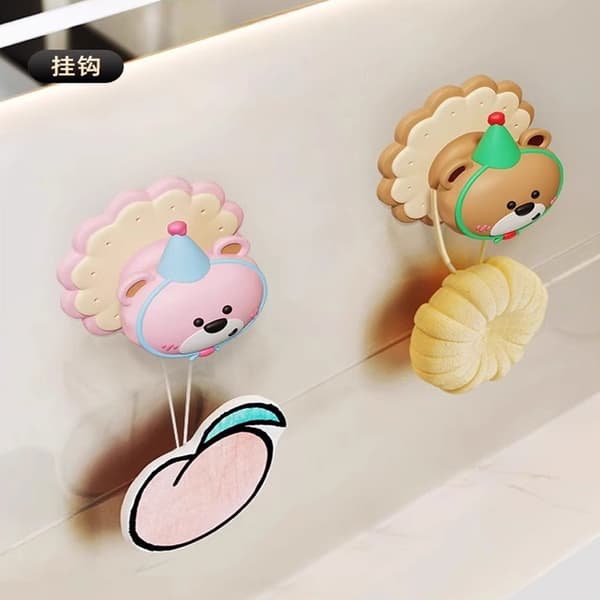 Round Silicone Wall Protector Pad with Cartoon Animal, Self-Adhesive Door Stop Door Handle Buffer Pad, Suitable for Walls, Refrigerators