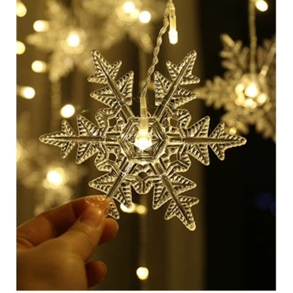 String Lights, Curtain Lights, 4m 96 LED Christmas Lighting Snowflake with 8 Lighting Modes, Window Decoration, Christmas