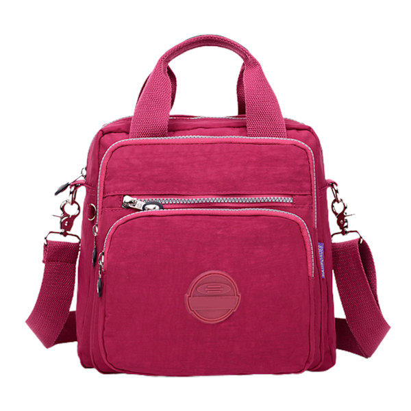 Afslappet nylon taske, stor rejsetaske, vandtæt håndtaske, 2-vejs brug Fuchsia